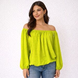 Wild Free NWT Lime Green Off Shoulder Peasant Blouse Top | Size XL